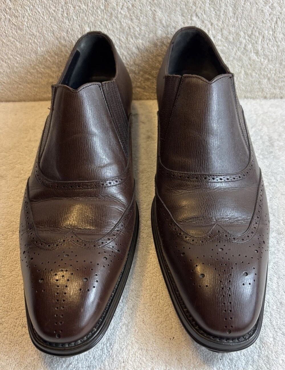 Mezlan brown leather slip-on wingtip dress shoes Men Size 11.5 M